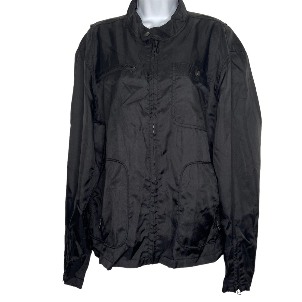 Schott NYC Black Nylon Cafe Racer Jacket